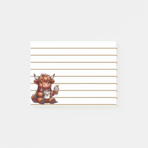 Adorable Highland Cow Genießen gemütliche Getränke Post-it Klebezettel