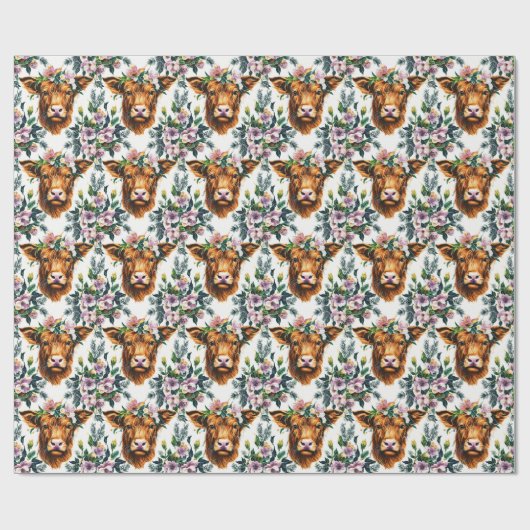 Adorable Highland Cow Geschenkpapier (Flach)