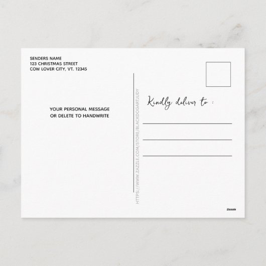 Adorable Highland Kuh Calf Frohe Weihnachten an MO (Rückseite)