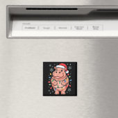 Adorable Hip Wrapped Christmas Light Santa Hat Win Magnet (In Situ (Geschirrspüler))