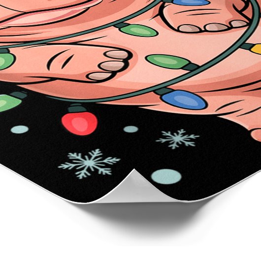 Adorable Hip Wrapped Christmas Light Santa Hat Win Poster (Ecke)