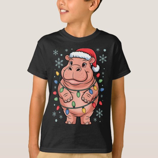 Adorable Hip Wrapped Christmas Light Santa Hat Win T-Shirt (Vorderseite)