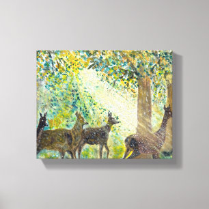 Adorable Hirsche auf Canva Leinwanddruck
