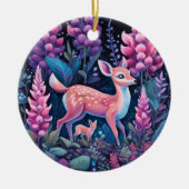 Adorable Hirsche mit Blume Keramik Ornament (Vorne)