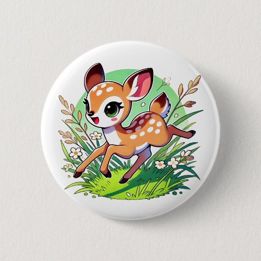 Adorable Hirsche mit laufendem Fleck Button (Vorderseite)