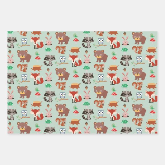 Adorable Hirsche und Waldtiere Geschenkpapier Set (Vorderseite 3)