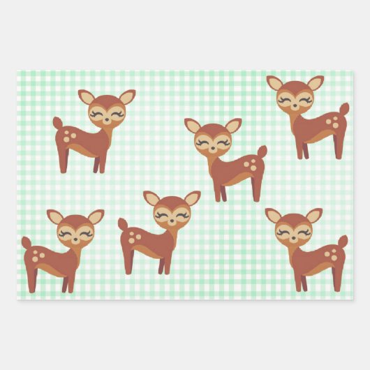 Adorable Hirsche und Waldtiere Geschenkpapier Set (Vorderseite)