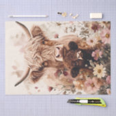 Adorable Hochlandkuhkalb mit Mama Decoupage Seidenpapier (Handwerk)