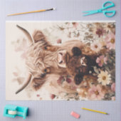 Adorable Hochlandkuhkalb mit Mama Decoupage Seidenpapier (Basteln)