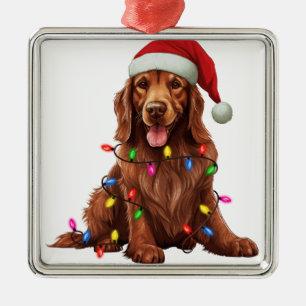 ADORABLE HOLIDAY CHRISTMAS IRISH SETTER DOG ORNAMENT AUS METALL