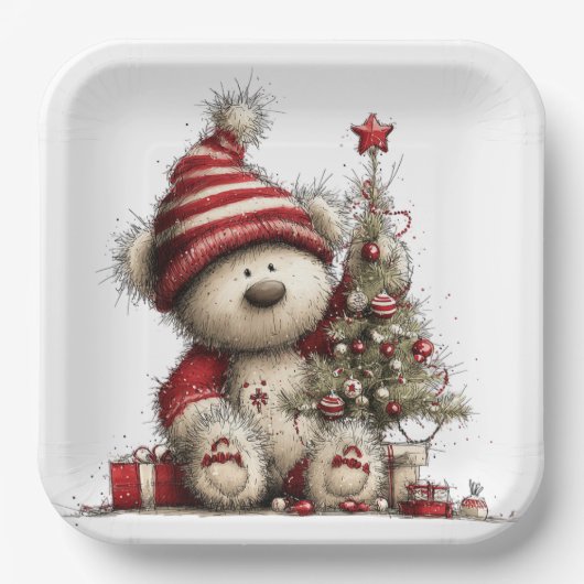 ADORABLE HOLIDAY CHRISTMAS TEDDY BEAR PAPPTELLER (Vorderseite)