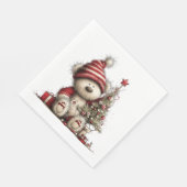 ADORABLE HOLIDAY CHRISTMAS TEDDY BEAR SERVIETTE (Ecke)