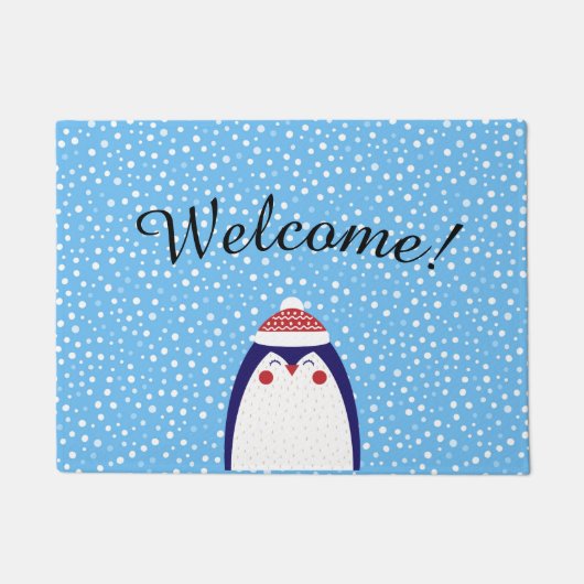 Adorable Holiday Pinguin Willkommenstürme matt Fußmatte (Vorderseite)