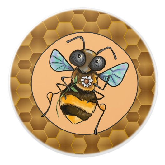 Adorable Honey Bee Keramikknauf (Vorderseite)