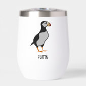 Adorable Horned Puffin Stehender Cartoon (Vorderseite)