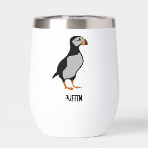 Adorable Horned Puffin Stehender Cartoon