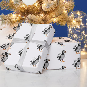 Adorable Horned Puffin Stehender Cartoon Geschenkpapier