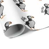 Adorable Horned Puffin Stehender Cartoon Geschenkpapier (Rolleneckpunkt)