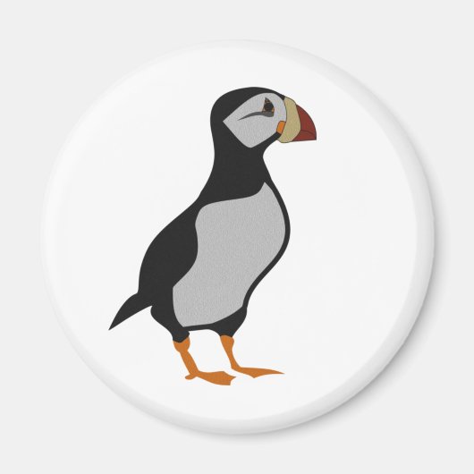 Adorable Horned Puffin Stehender Cartoon Magnet (Vorne)