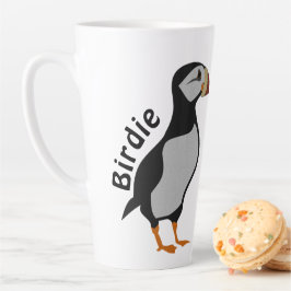 Adorable Horned Puffin Stehender Cartoon Milchtasse