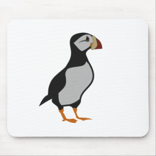 Adorable Horned Puffin Stehender Cartoon Mousepad