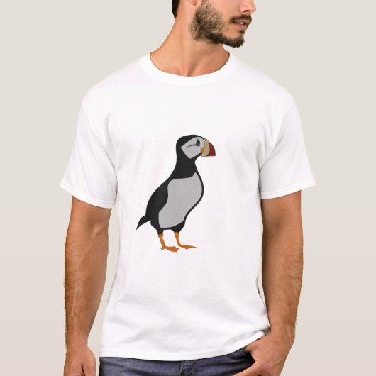Adorable Horned Puffin Stehender Cartoon T-Shirt (Vorderseite)
