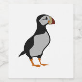 Adorable Horned Puffin Stehender Cartoon Weinetikett (Einzelnes Label)