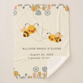 Adorable Hummelbienen & Blume Baby Birth Stats Sherpadecke (Vorderseite)