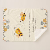 Adorable Hummelbienen & Blume Baby Birth Stats Sherpadecke (Vorderseite (Horizontal))