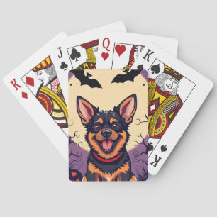 Adorable Hund in Halloween-Szene Spielkarten