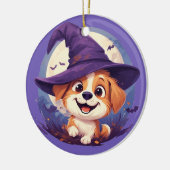 Adorable Hund in Hexenhut Keramik Ornament (Links)
