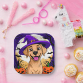 Adorable Hund in Hexenhut Pappteller (Party)