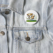 Adorable Hund läuft fröhlich Button (Beispiel)