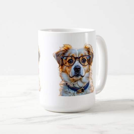 Adorable Hund mit Brille Kaffeetasse (VorderseiteRechts)