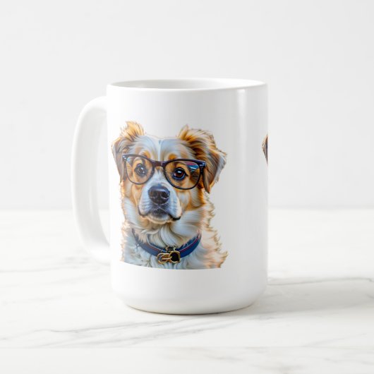 Adorable Hund mit Brille Kaffeetasse (Vorderseite Links)