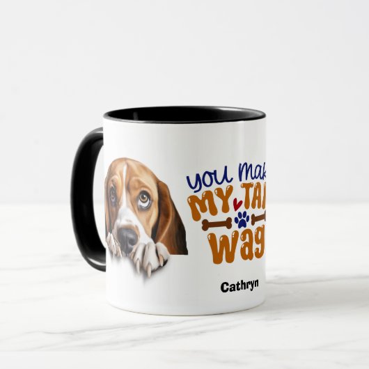 Adorable Hund Sie machen meinen Schwanz Wag Tasse (Vorderseite Links)