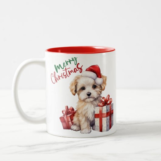 Adorable Hund Weihnachten Tasse (Links)