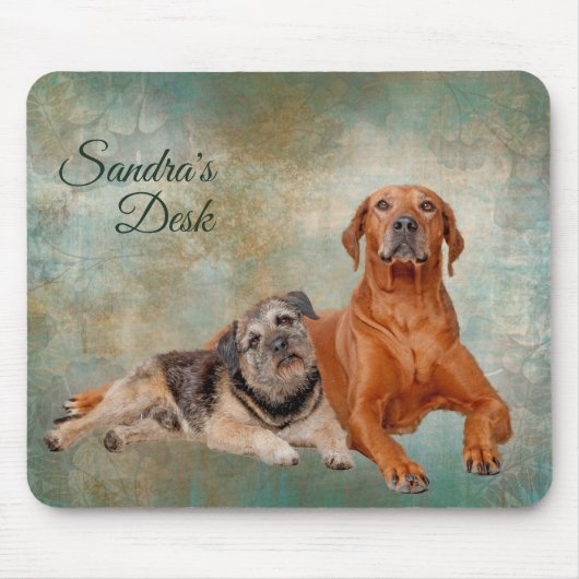 Adorable Hunde auf Decopage Art Mousepad (Vorne)