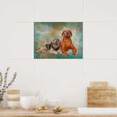 Adorable Hunde auf Decopage Art Poster (Küche)