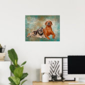 Adorable Hunde auf Decopage Art Poster (Heimbüro)