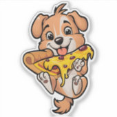 Adorable Hunde essen Pizza Niedlich Canine Feinsch Aufkleber (Vorderseite)