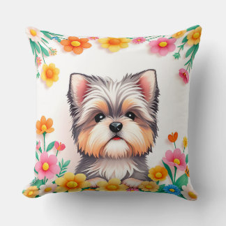 Adorable Hunde Gerahmt von Blume Kissen