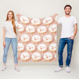 Adorable Hunde Gesicht Donut Fleecedecke