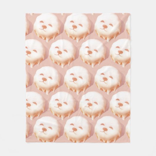 Adorable Hunde Gesicht Donut Fleecedecke (Vorderseite)