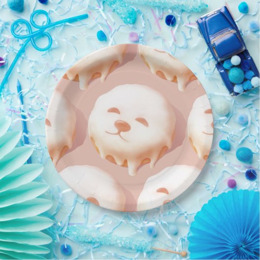 Adorable Hunde Gesicht Donut Pappteller (Party)