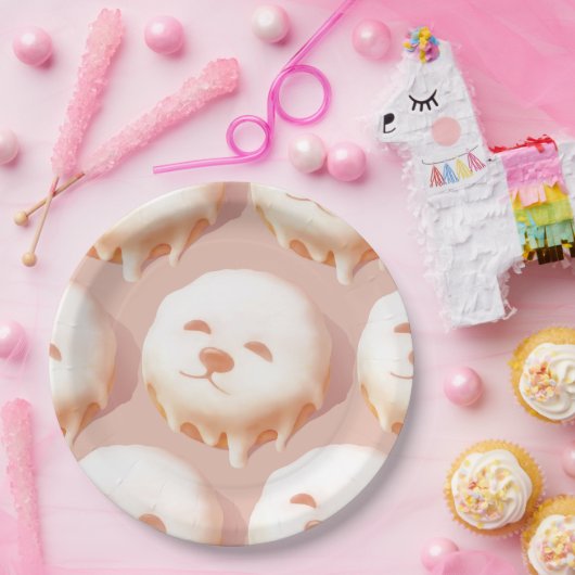 Adorable Hunde Gesicht Donut Pappteller (Party)