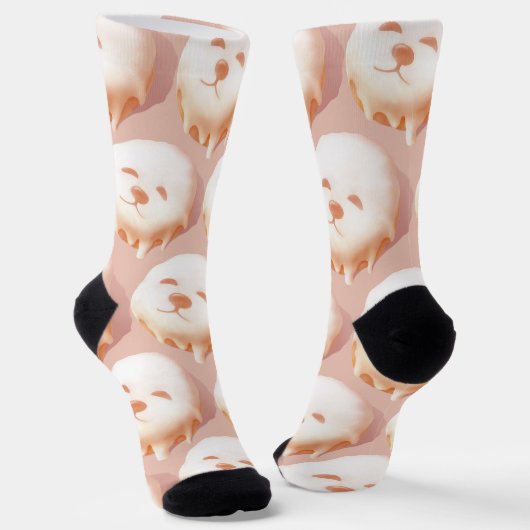 Adorable Hunde Gesicht Donut Socken (Gewinkelt)