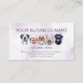 Adorable Hunde grooming Wasserfarbe lila Visitenkarte (Rückseite)