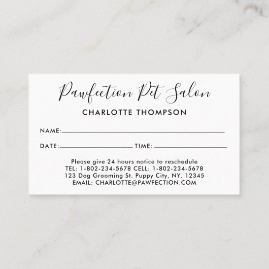 Adorable Hunde Haustiere Sitter Dog Groomer Geschä Terminkarte (Rückseite)