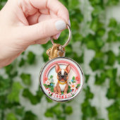 Adorable Hunde-Illustration mit Blume Schlüsselanhänger (Hand)